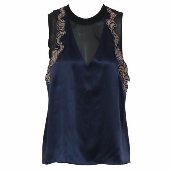 3.1 Phillip lim embroidered appliqué silk top size 4 - Picture 4 of 11
